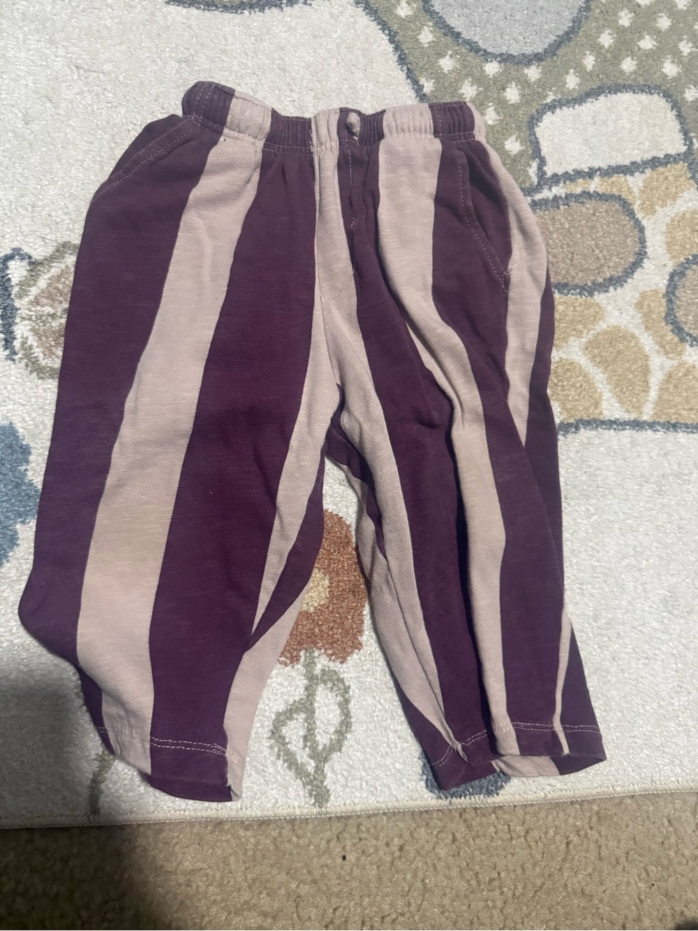 Zara Kids Striped Joggers in Purple and Cream